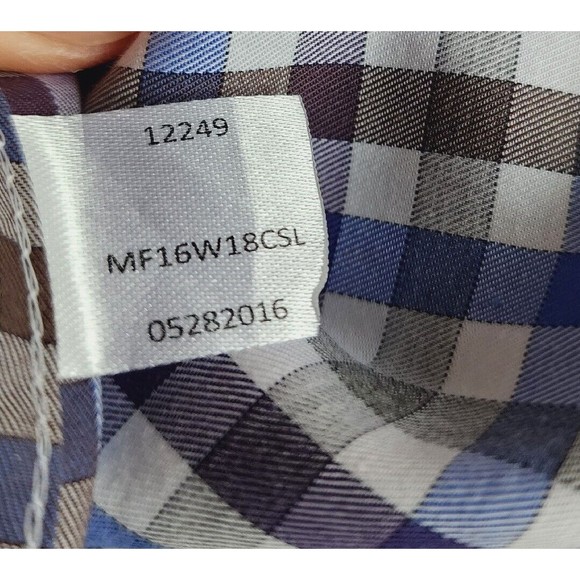 Peter Millar Mens XL Crown Sport Long Sleeve Button Down Tattersall Blue Brown - Picture 10 of 11